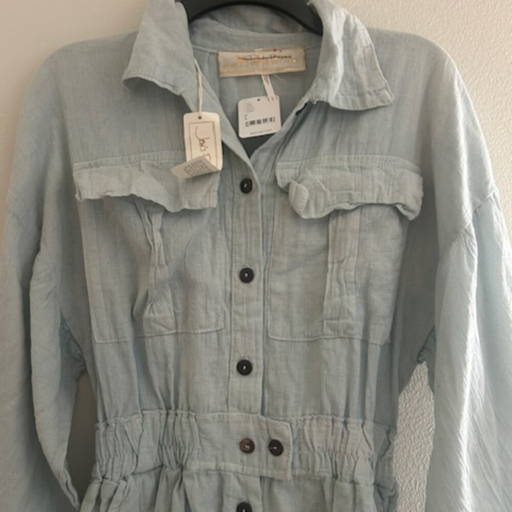 Jen's Pirate Booty x Free People Light Sky Blue Satisfaction Romper NWT - Picture 5 of 16